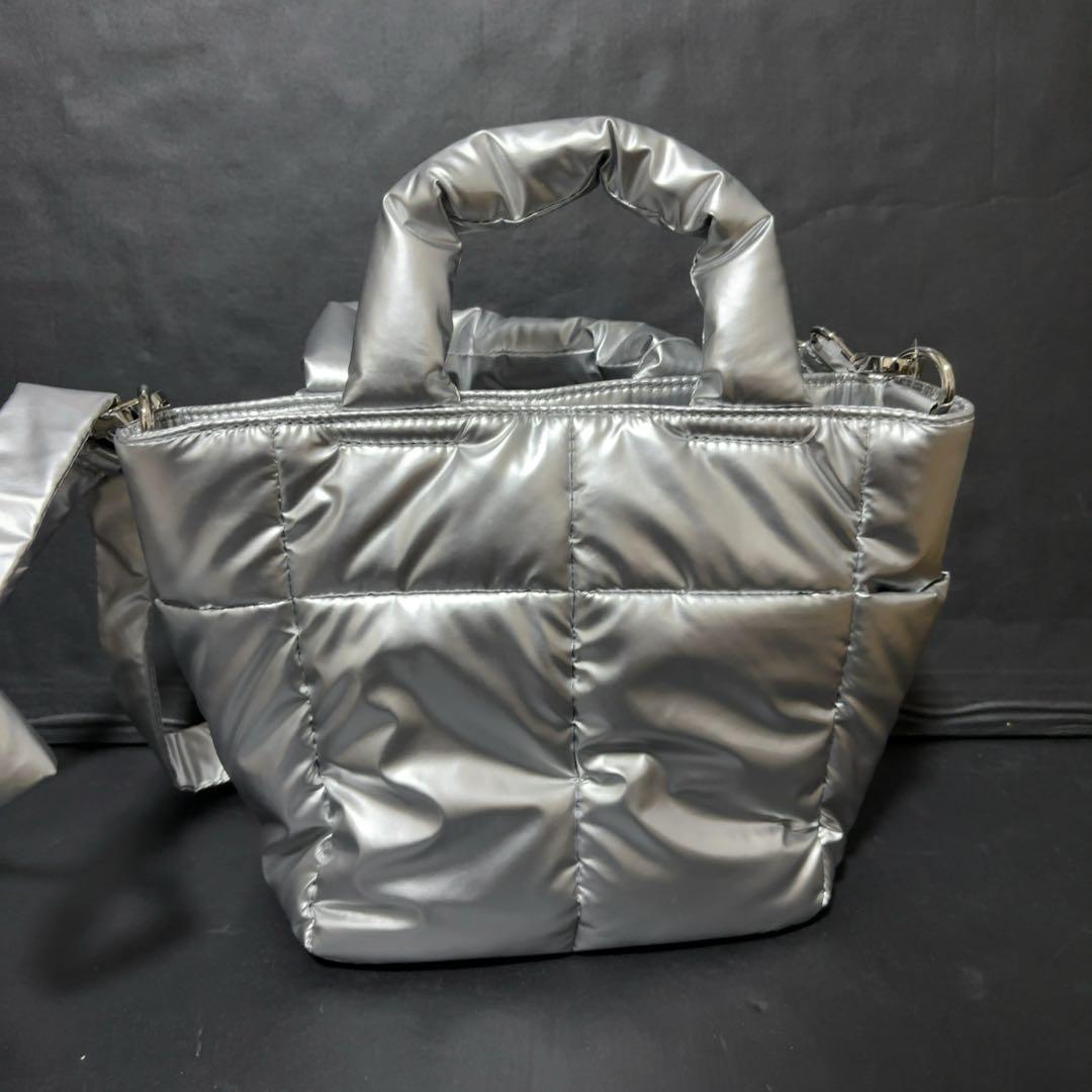未使用タグ付き 23区 パデッド ミニ ショルダーバッグ シルバー キルトバッグ