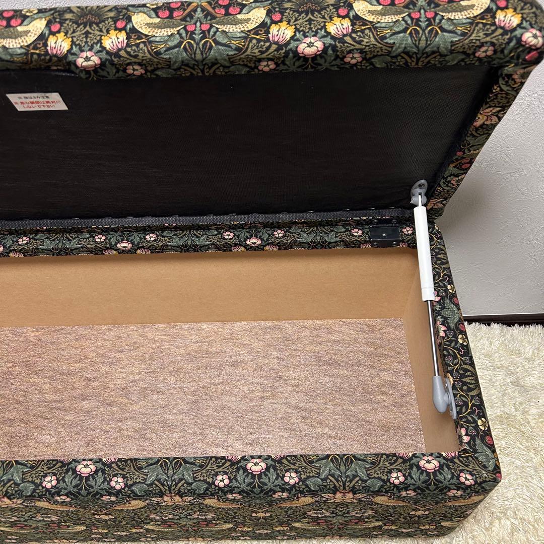 ベンチスツール　収納ベンチ　William Morris モリス　イチゴ泥棒