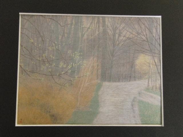 小林済、【芽立夕映】、希少な額装用画集より、新品額装付