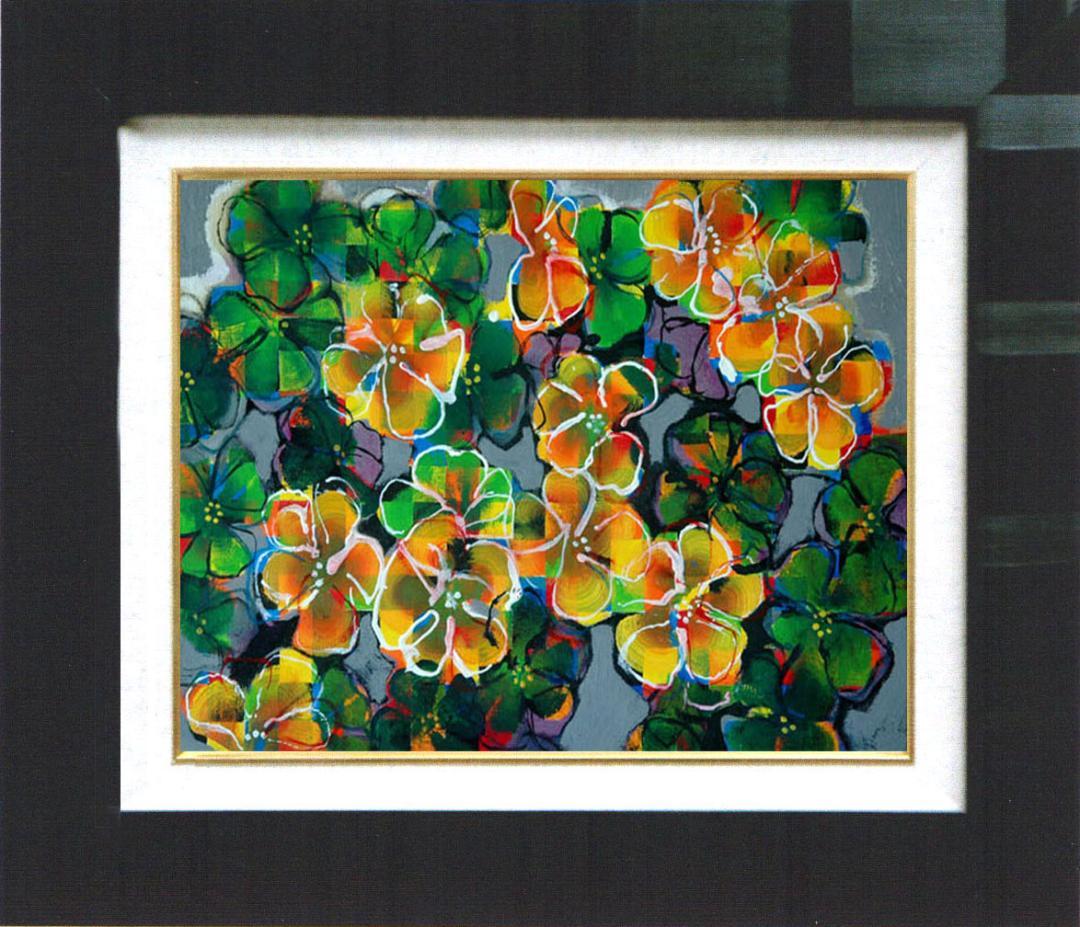 油絵 菅家令子 絵 絵画 インテリア 額付(黒) F4-091616 花