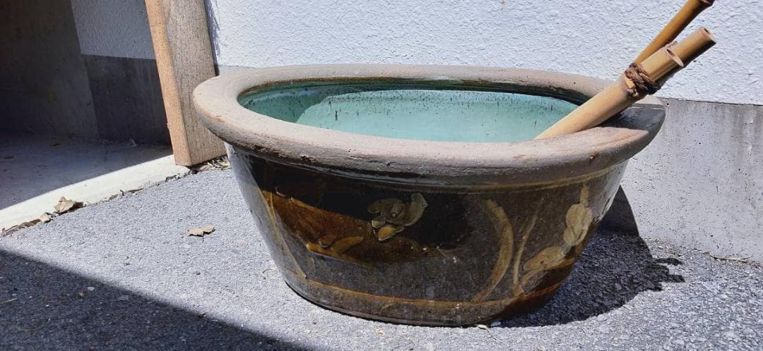 激レア　陶器　水鉢　水槽　亀　メダカ　庭　ガーデニング Y