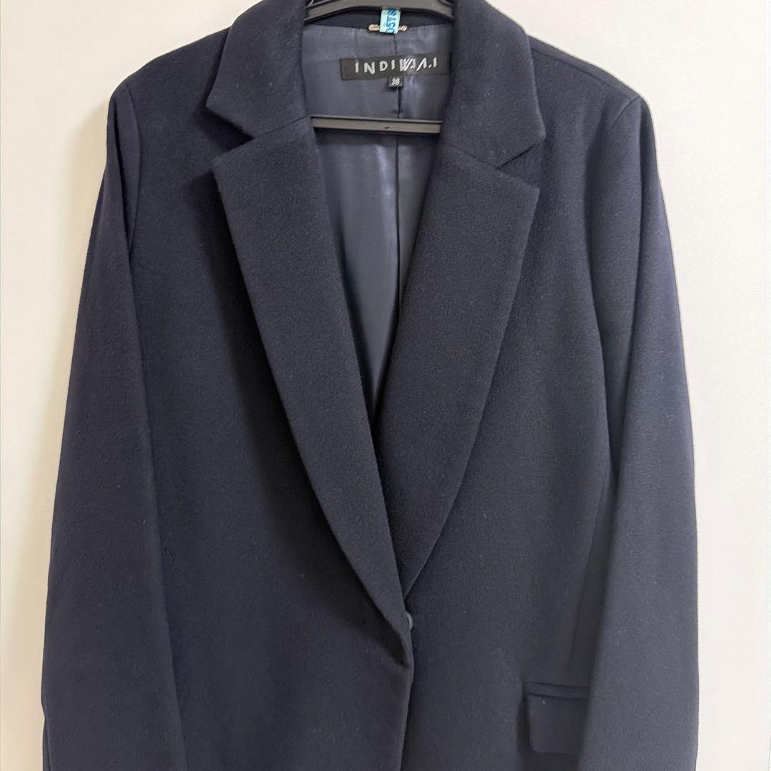INDIVIインディヴィ　チェスターコート ブラック　カシミヤ