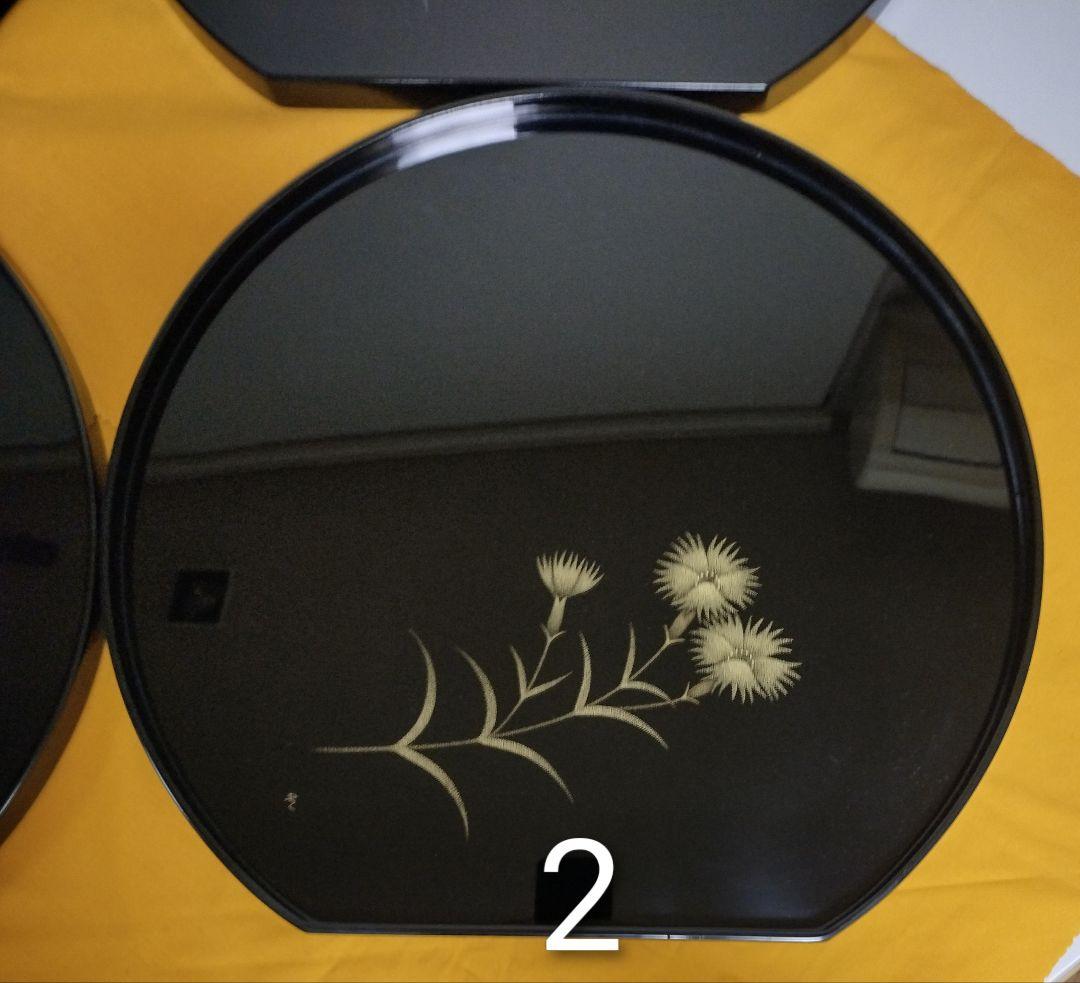 輪島塗　撫子沈金　卓上膳5客　作家もの　 三谷吾一