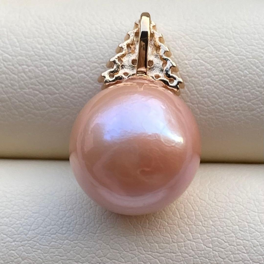 お客淡水エジソンパールネックレス　13.2mmブラウンピンクPT564