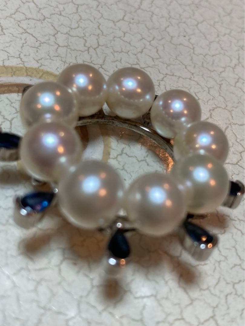 アンティークパール&サファイアサークル、ブローチ兼ペンダントトップ