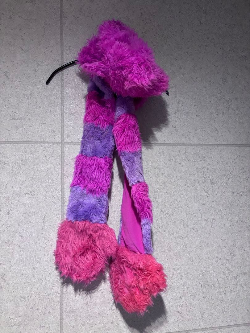 チェシャ猫　ファンキャップ　マフラーキャップ　ディズニー　手袋　　チシャネコ