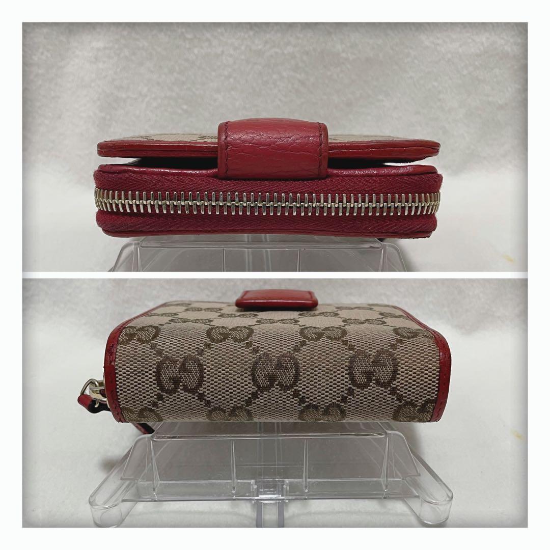 最終値下げ‼️ GUCCI グッチ キャンバス 二つ折り財布 ベージュ レッド