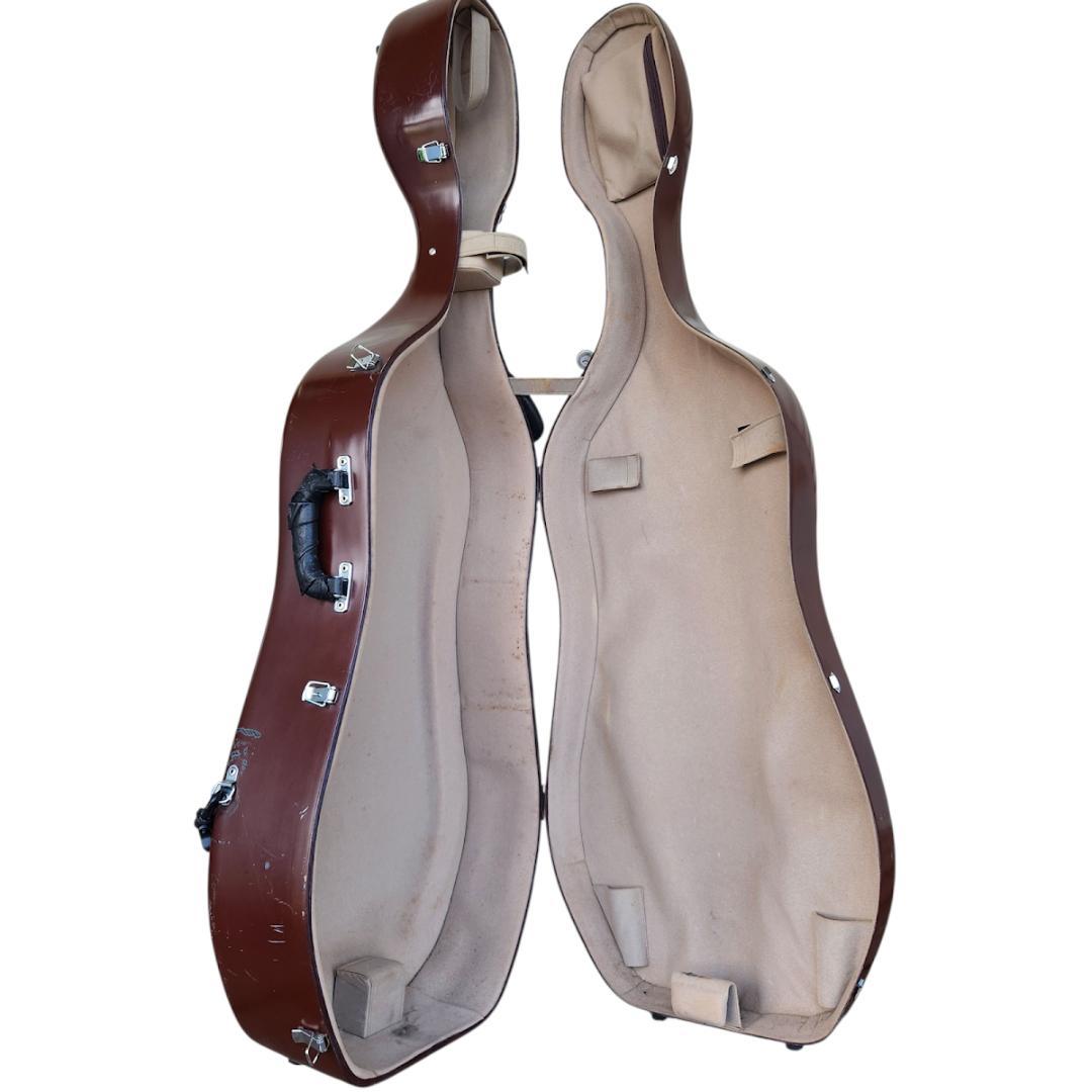 チェロ用ハードケース ブラウン 傷有 金具調整可 ストラップ付
