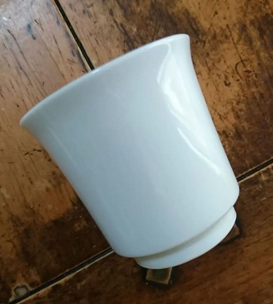 奥川俊右衛門の白磁ぐい呑み 色絵 花紋 二客セットです 桐箱付き