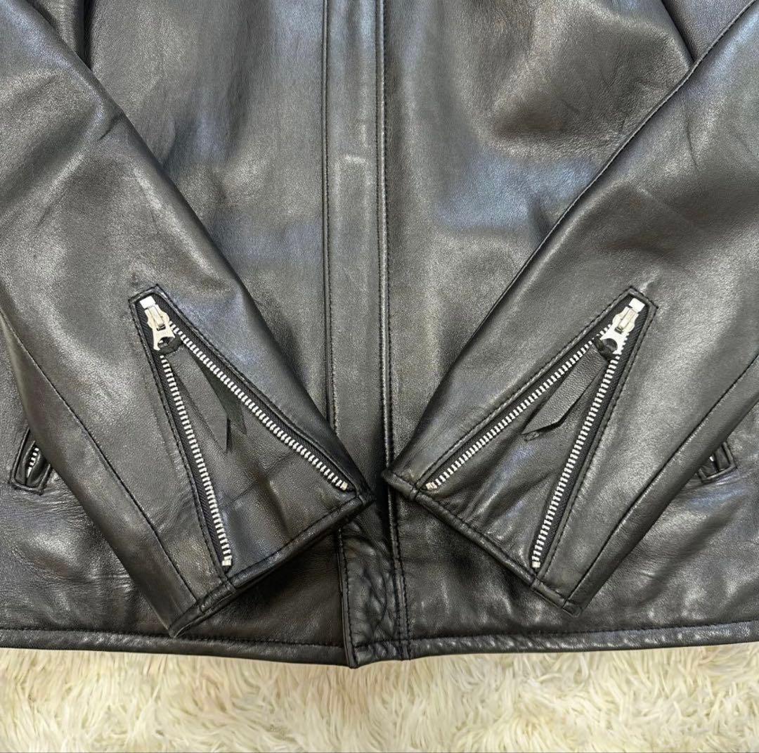 極美品✨Schott　ショット　ライダースジャケット　レザー　L　羊革　シングル