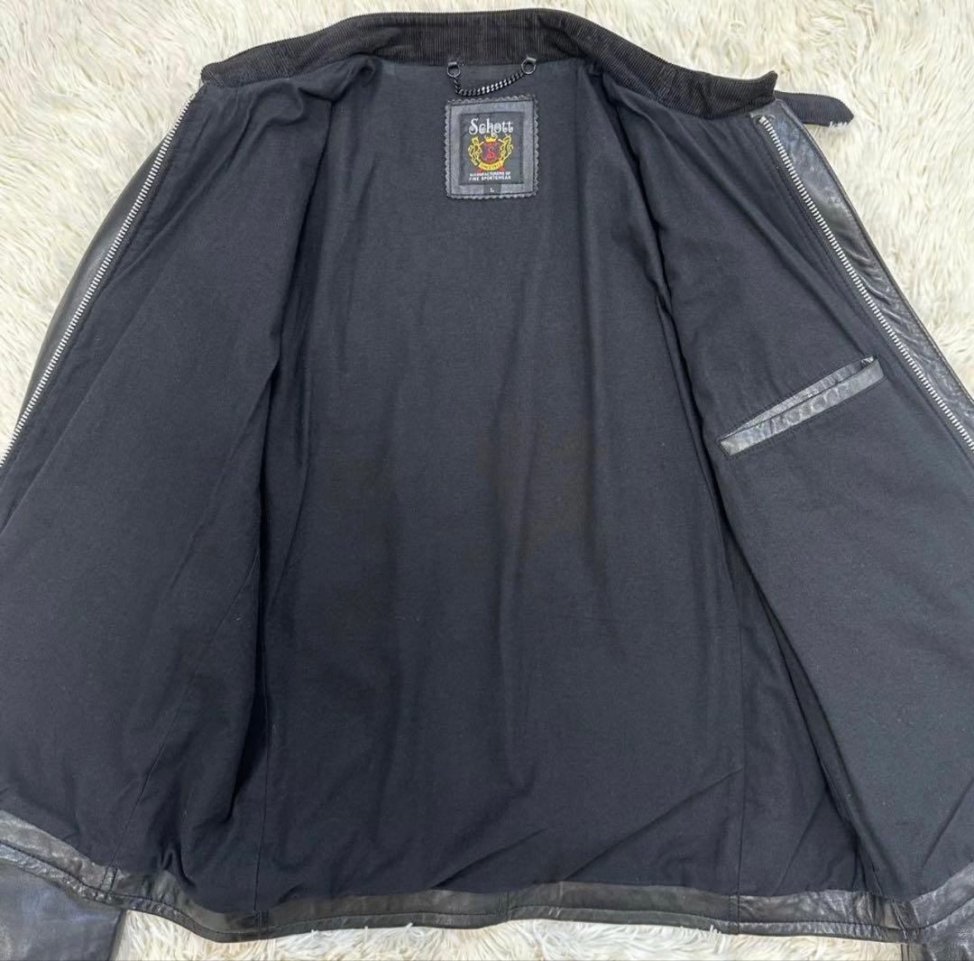 極美品✨Schott　ショット　ライダースジャケット　レザー　L　羊革　シングル