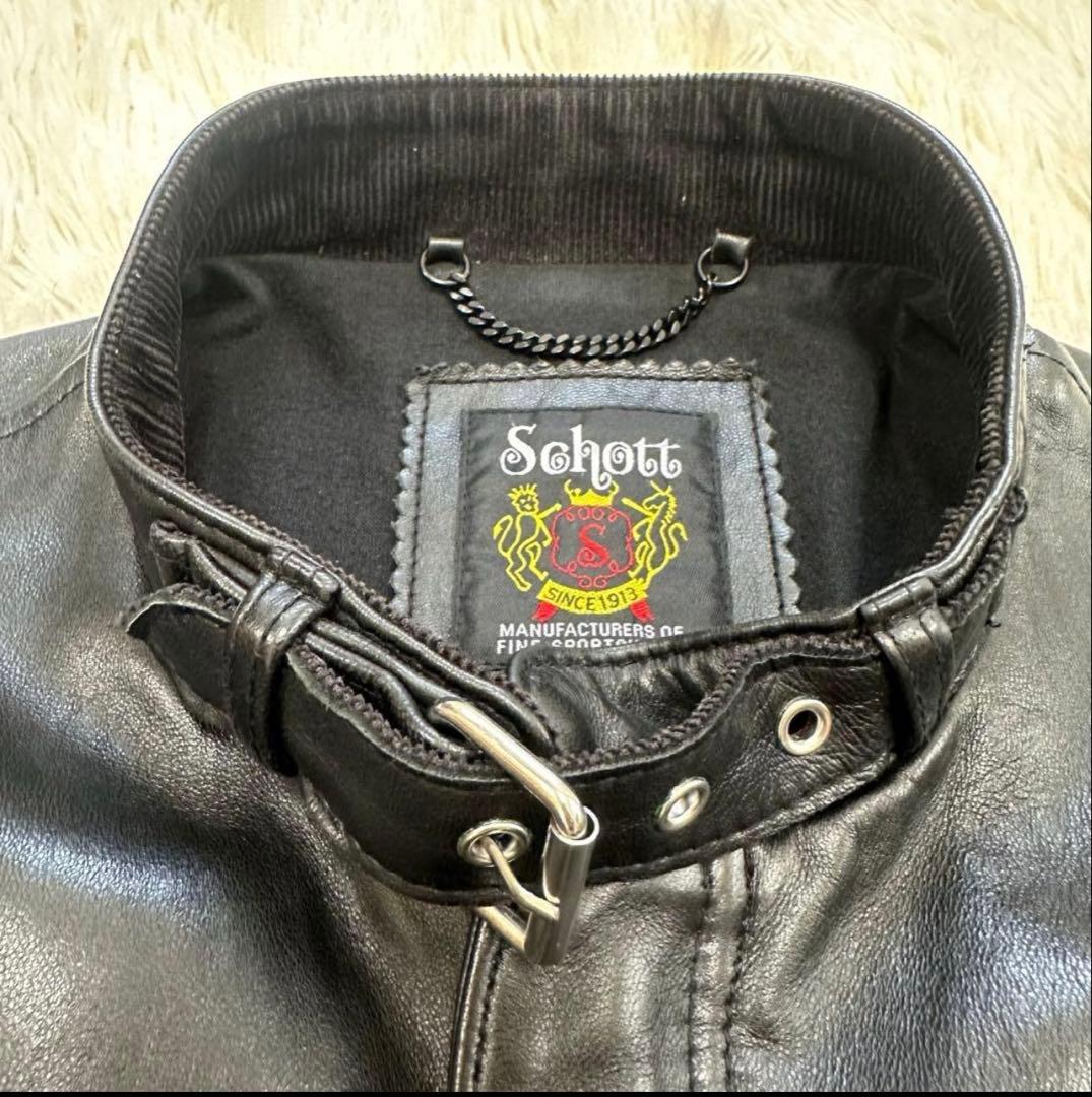 極美品✨Schott　ショット　ライダースジャケット　レザー　L　羊革　シングル