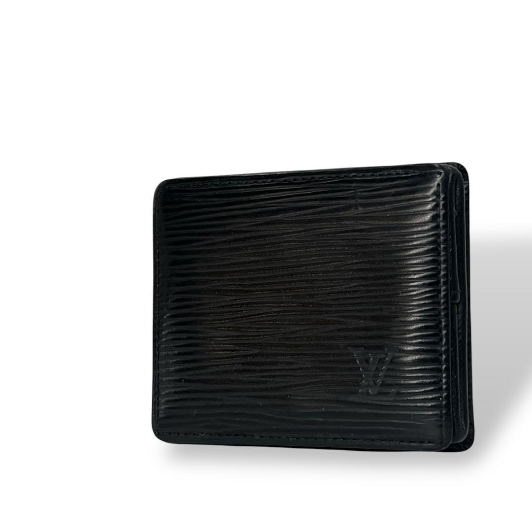 ルイヴィトン　ポルトモネ　ボワット　ケース　エピ　小銭入れ　ロゴ型押し　黒