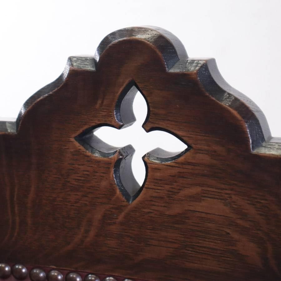 値下西洋アンティーク ダイニングチェア ホールチェア オーク無垢 本革張り