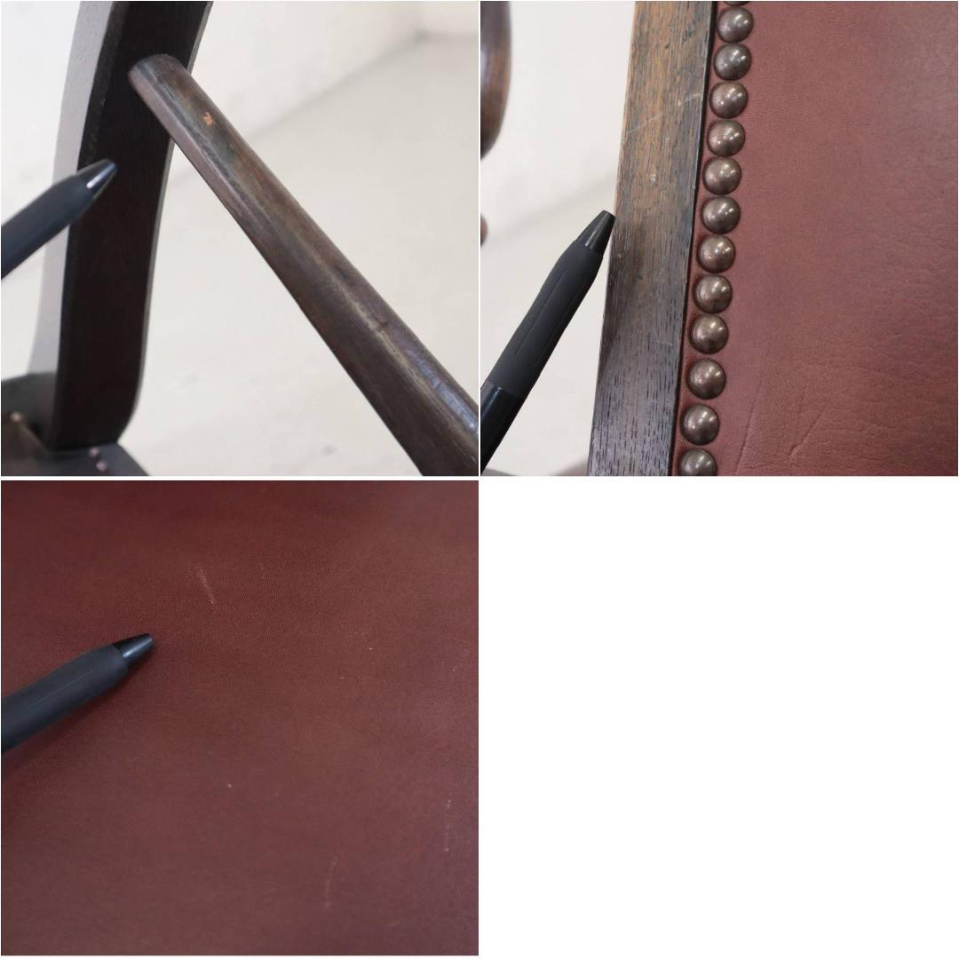 値下西洋アンティーク ダイニングチェア ホールチェア オーク無垢 本革張り