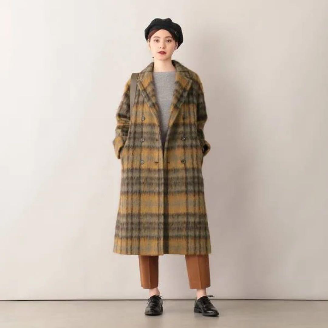 極美品 マッキントッシュ　フィロソフィー　モヘアシャギー　ダブルチェスターコート