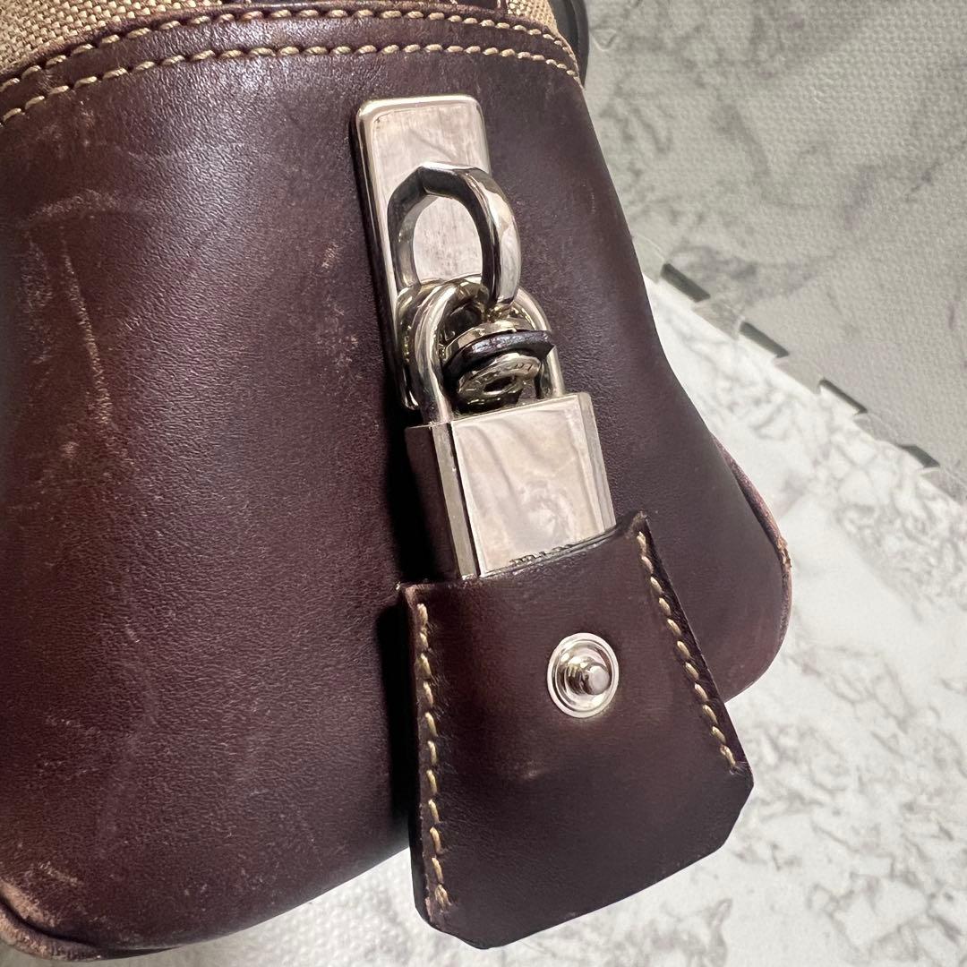 プラダ ロゴジャガード ミニボストン ハンドバッグ キャンバス レザー ベージュ