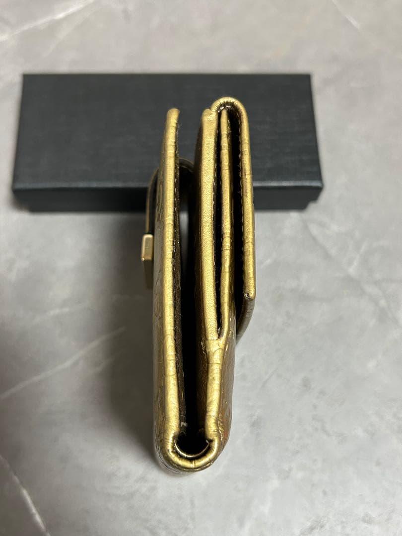 GUCCI グッチ シマ レザー　二つ折り財布 ゴールド
