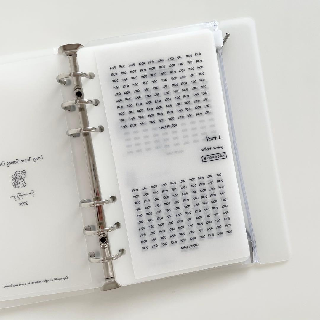 早い者勝ち　韓国　貯金　貯蓄　バインダー　カバー　リフィル　A6 くま　ベア