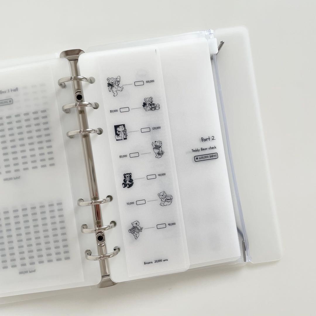 早い者勝ち　韓国　貯金　貯蓄　バインダー　カバー　リフィル　A6 くま　ベア