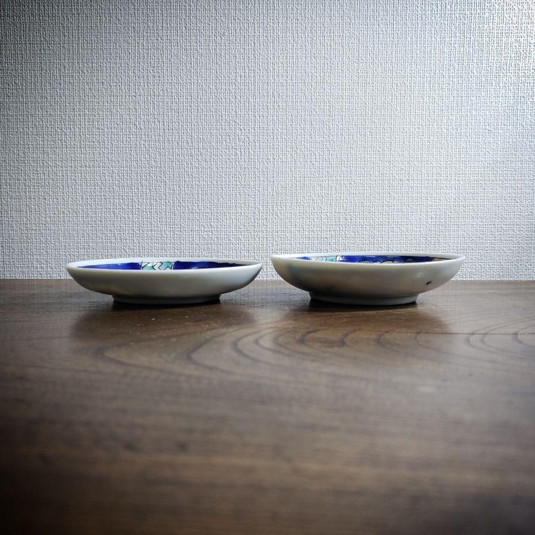 小皿　取り皿　2枚　色絵付　明治　大正　古伊万里　牡丹　風景画