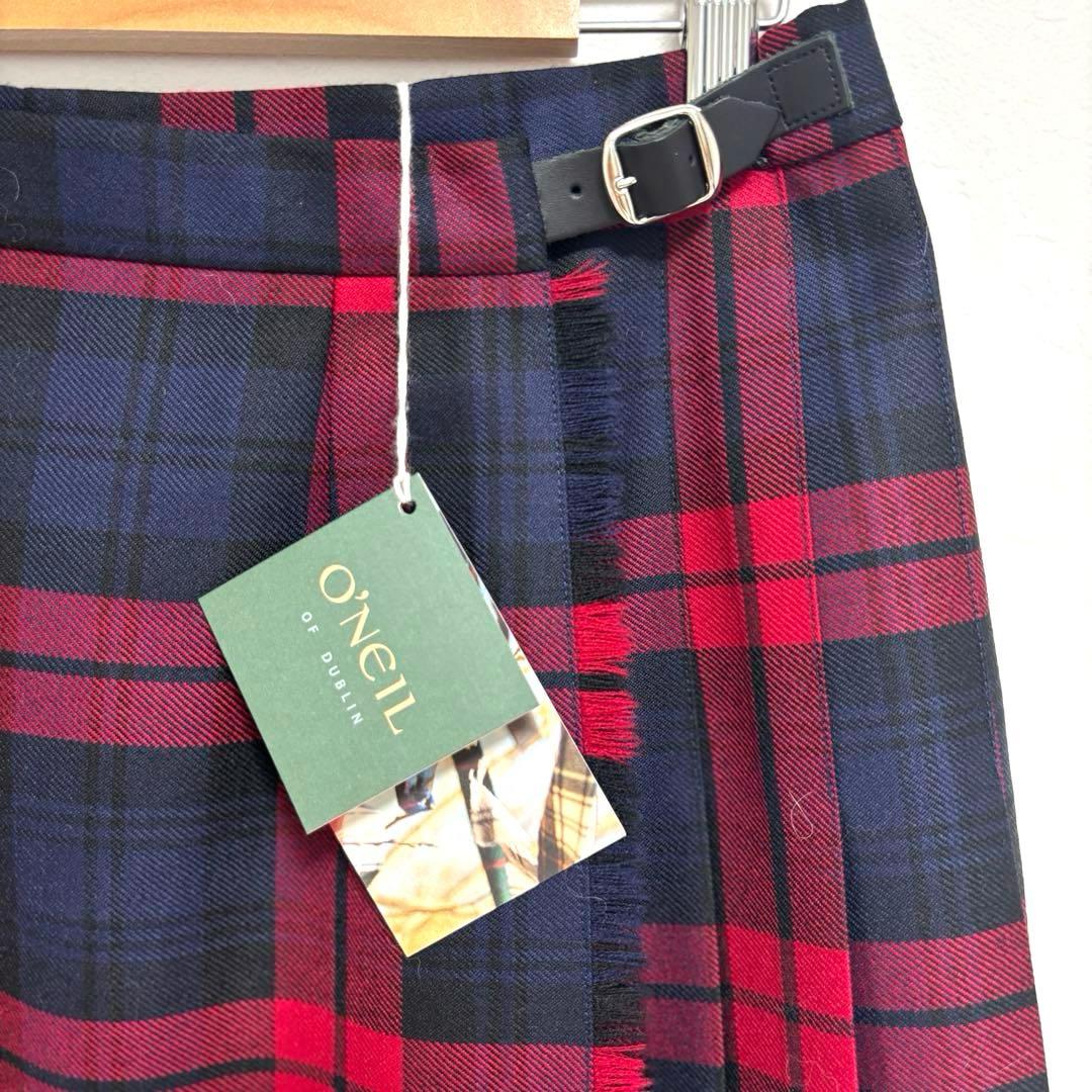 【タグ付未使用】オニールオブダブリン 大きいサイズ キルトスカート ラップ 牛革