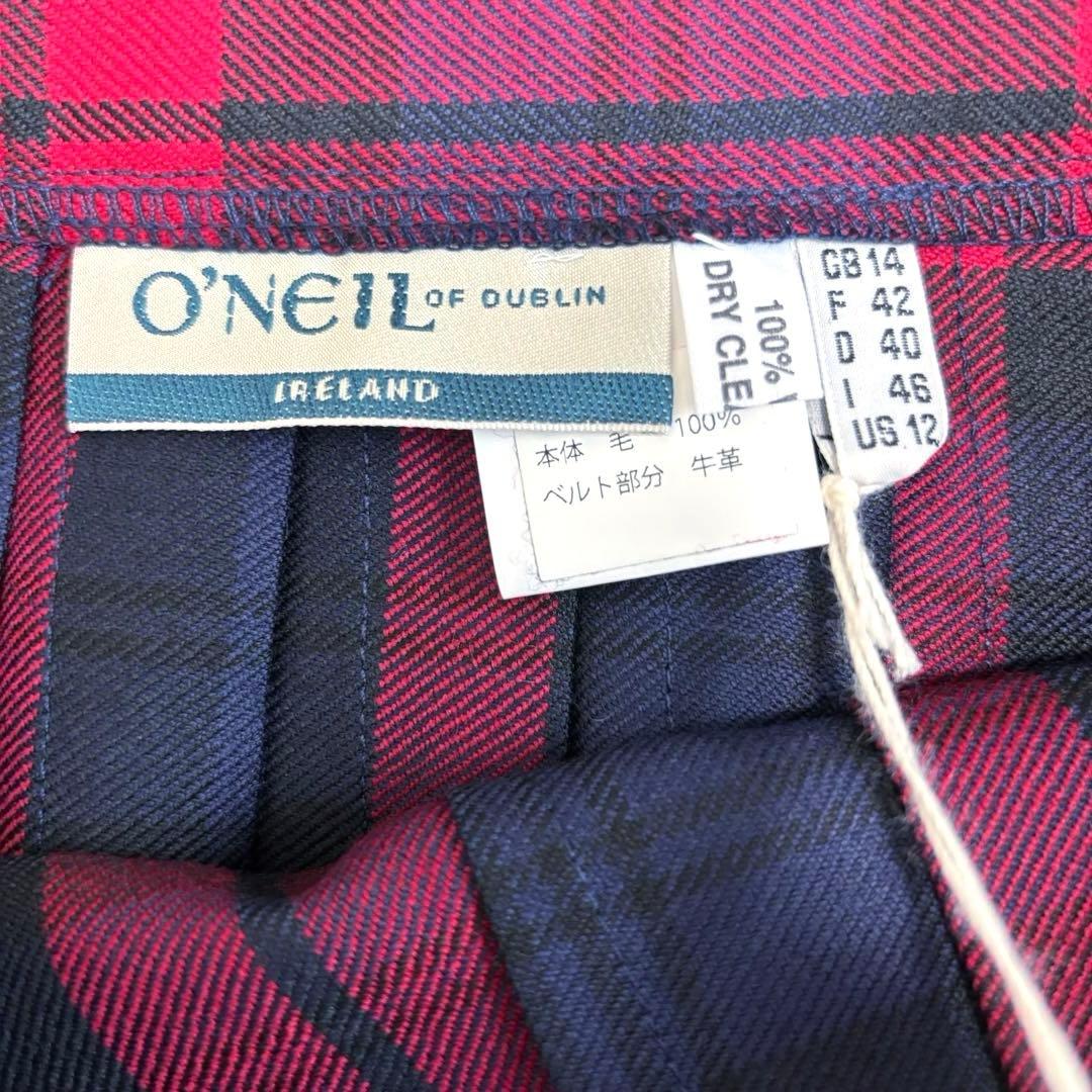 【タグ付未使用】オニールオブダブリン 大きいサイズ キルトスカート ラップ 牛革