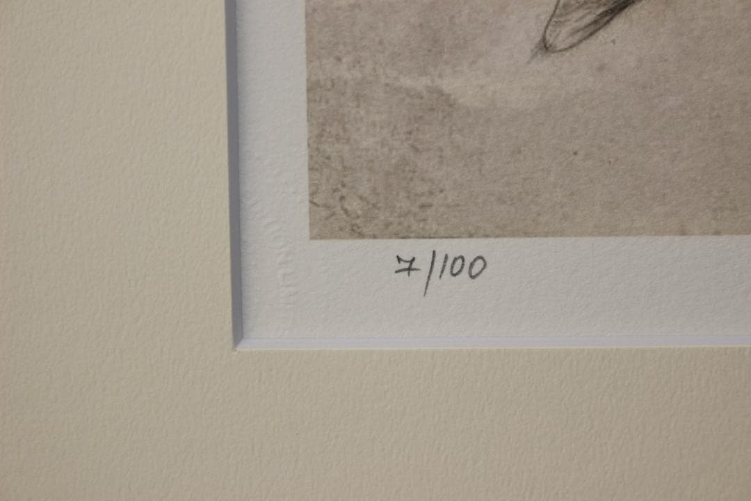 藤田嗣治 エスタンプリトグラフ「仰向けの猫」 100部限定 7/100