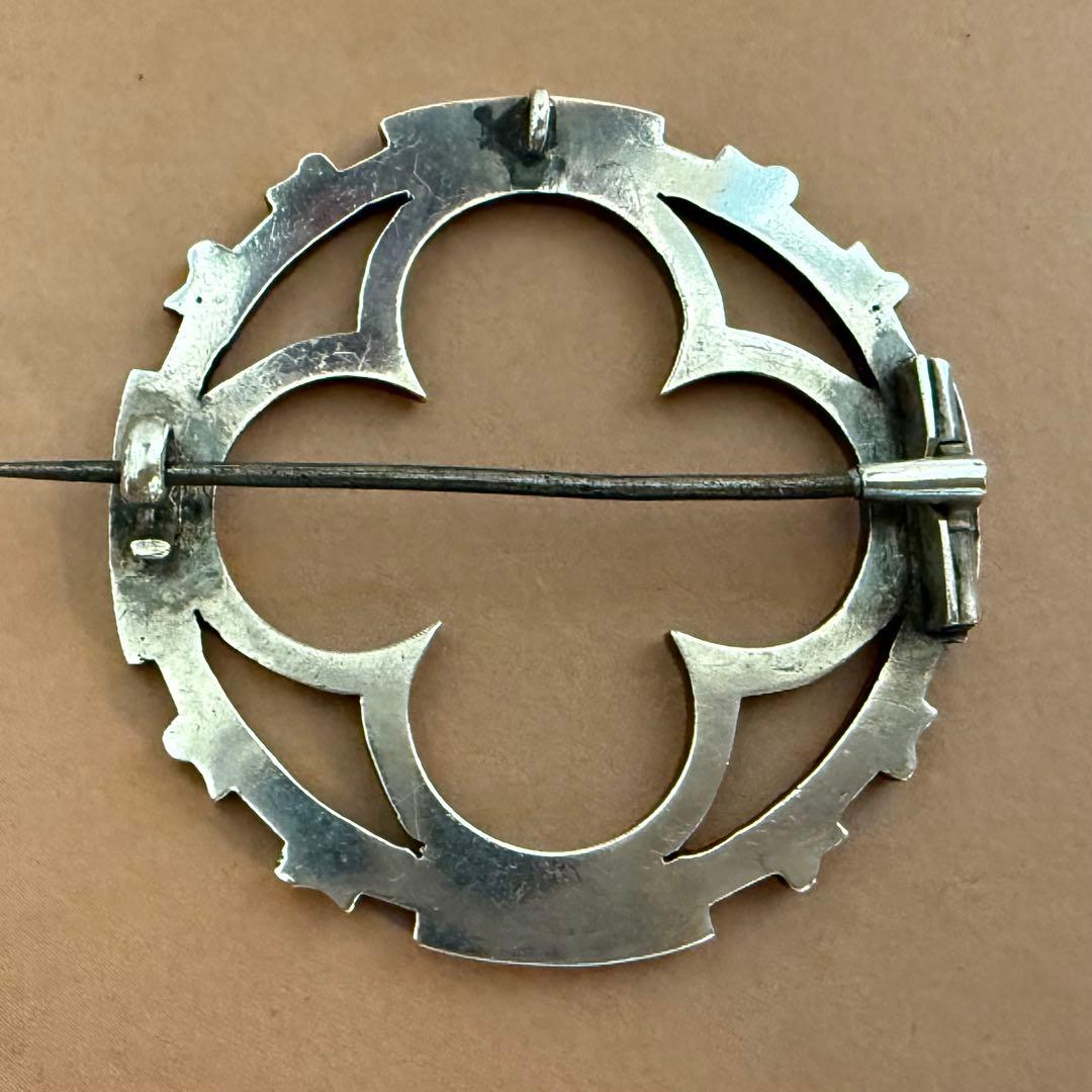 アンティークスコティッシュブローチブルーのエナメルエマイユ七宝　美しい図案