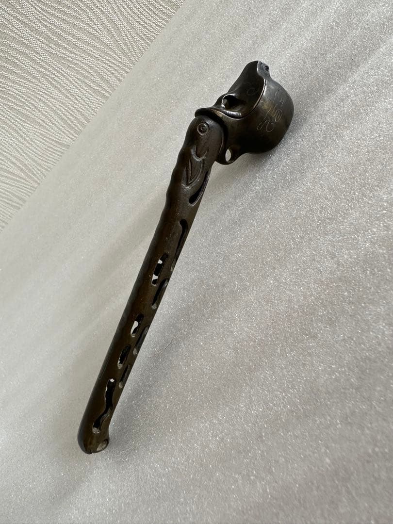 龍文堂造　銅矢立　銀象嵌