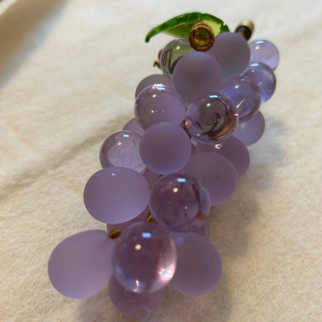 イタリア製　ムラーノガラス　ブドウ　置物　ベネチアングラス