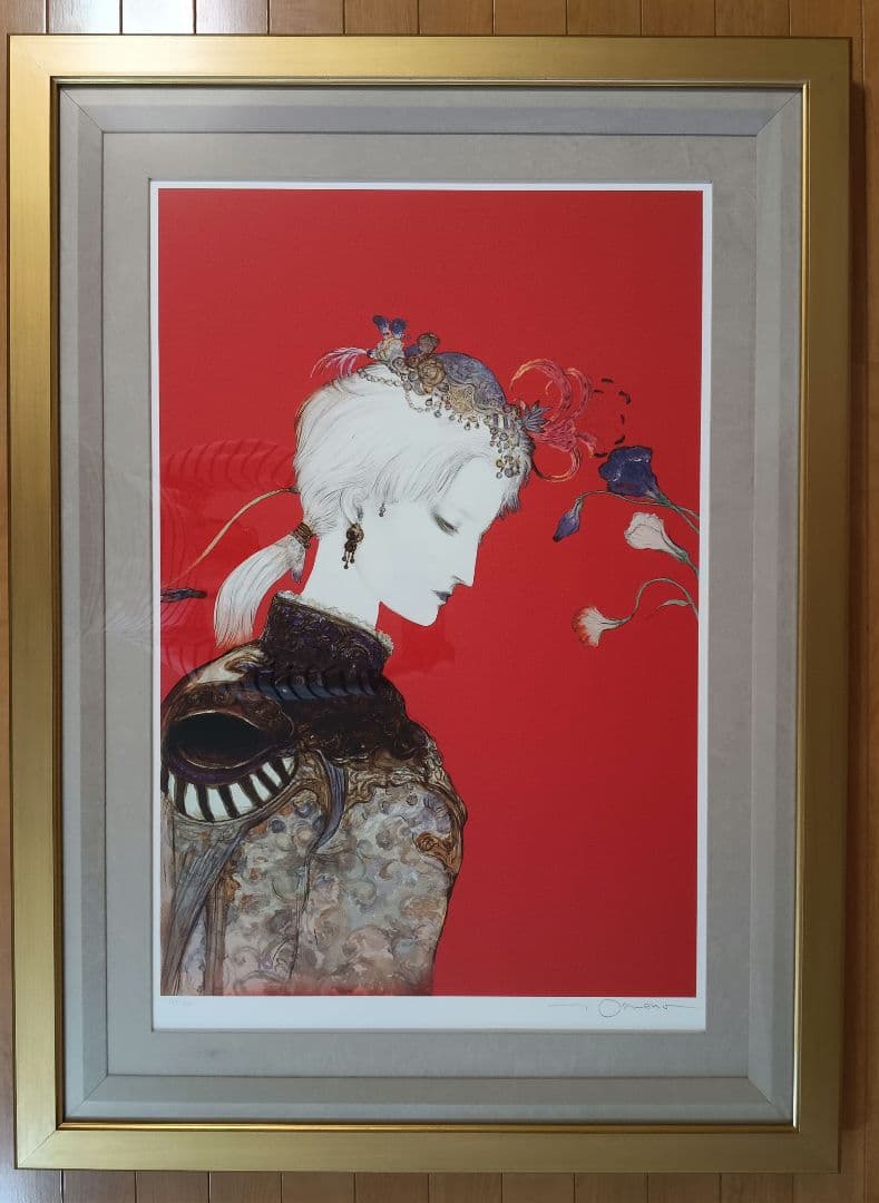 天野喜孝『紅い皇子』154/350　直筆サイン　ミクスドメディア