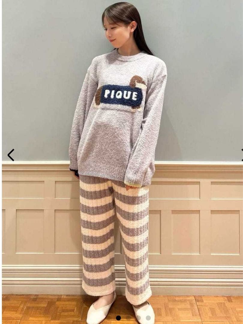 ジェラートピケ♡ベビモコダックスフンドジャガードプルオーバー&ボーダーパンツ