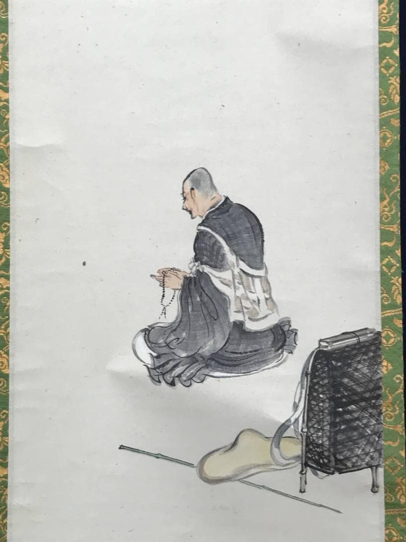 【真作】嘯谷/人物図/双幅/遊女に坊主図/掛軸/名家伝来/AC-22