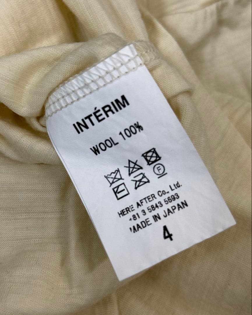 INTERIMインテリム メリノ ウール ヘンリーネックTシャツ 生成り