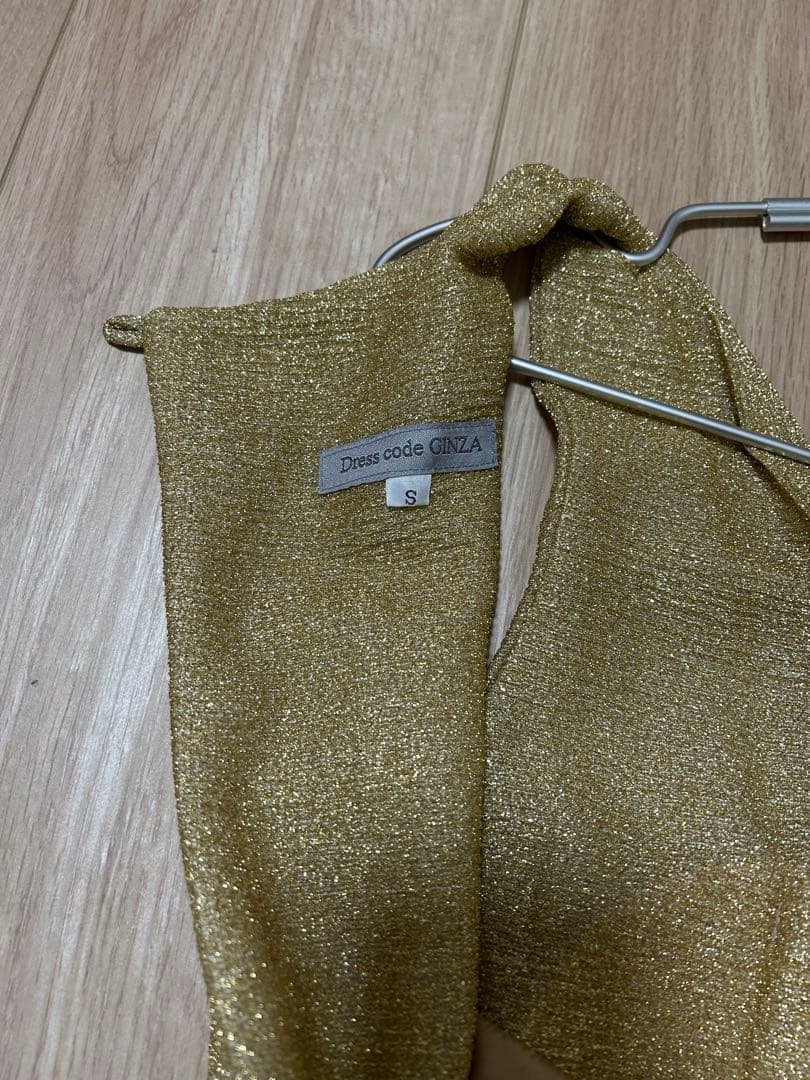 Dress code GINZA ゴールドドレープドレス S
