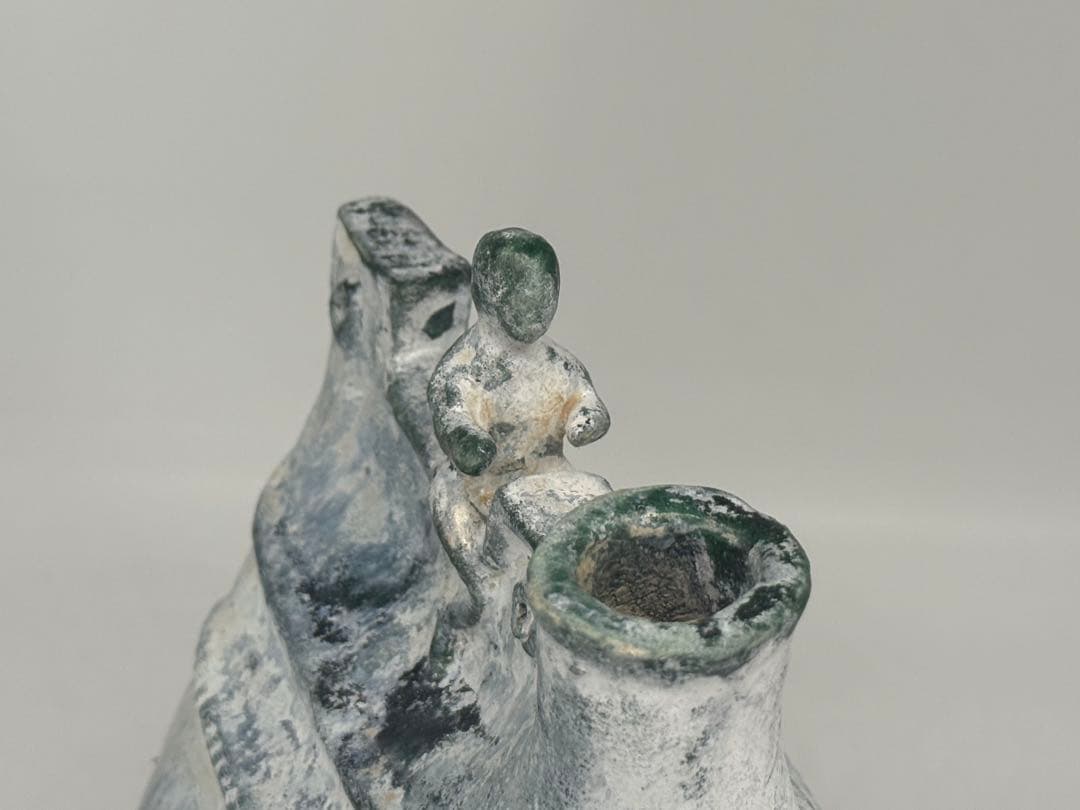 中国　緑釉壺　銀化　古陶器　送料込み250703