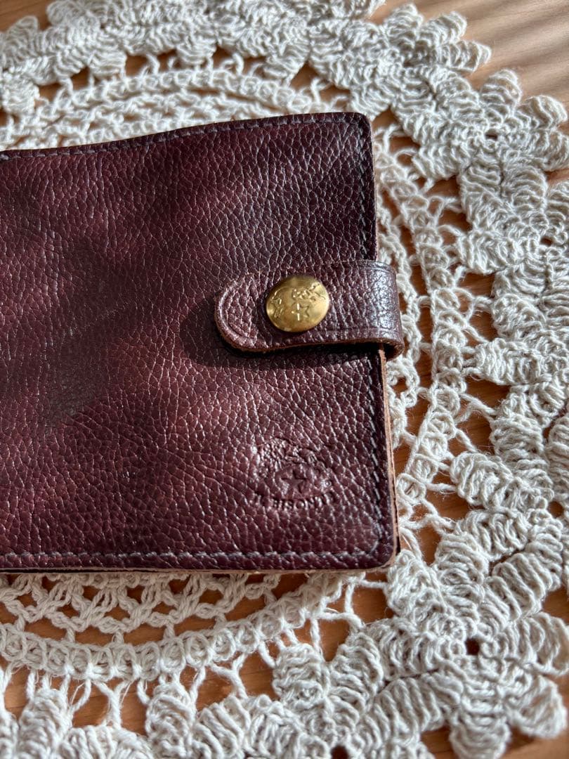 レザー 二つ折り財布 ダークブラウン イルビゾンテ コンパクトウォレット