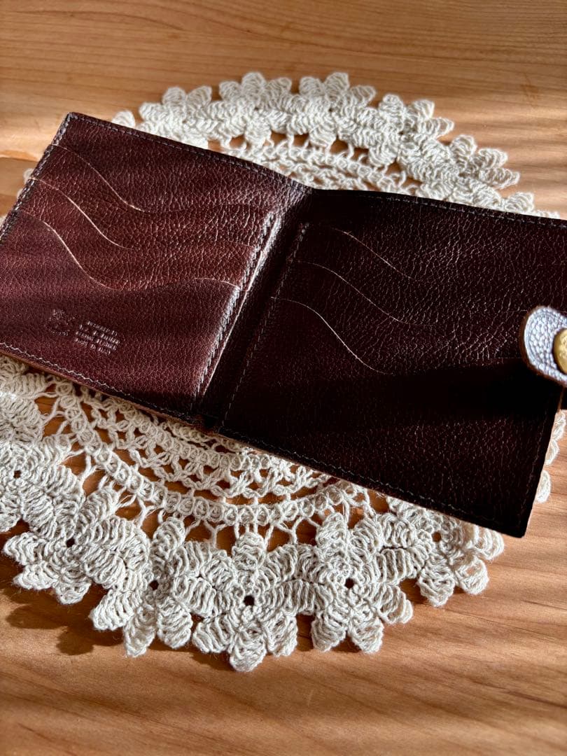 レザー 二つ折り財布 ダークブラウン イルビゾンテ コンパクトウォレット