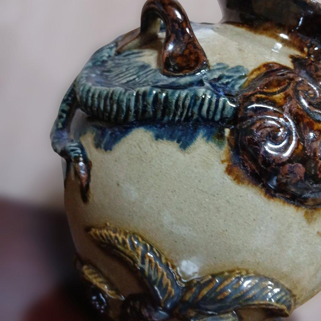 やちむん、レトロヴィンテージ、古い琉球龍坪、珍品、迫力あり