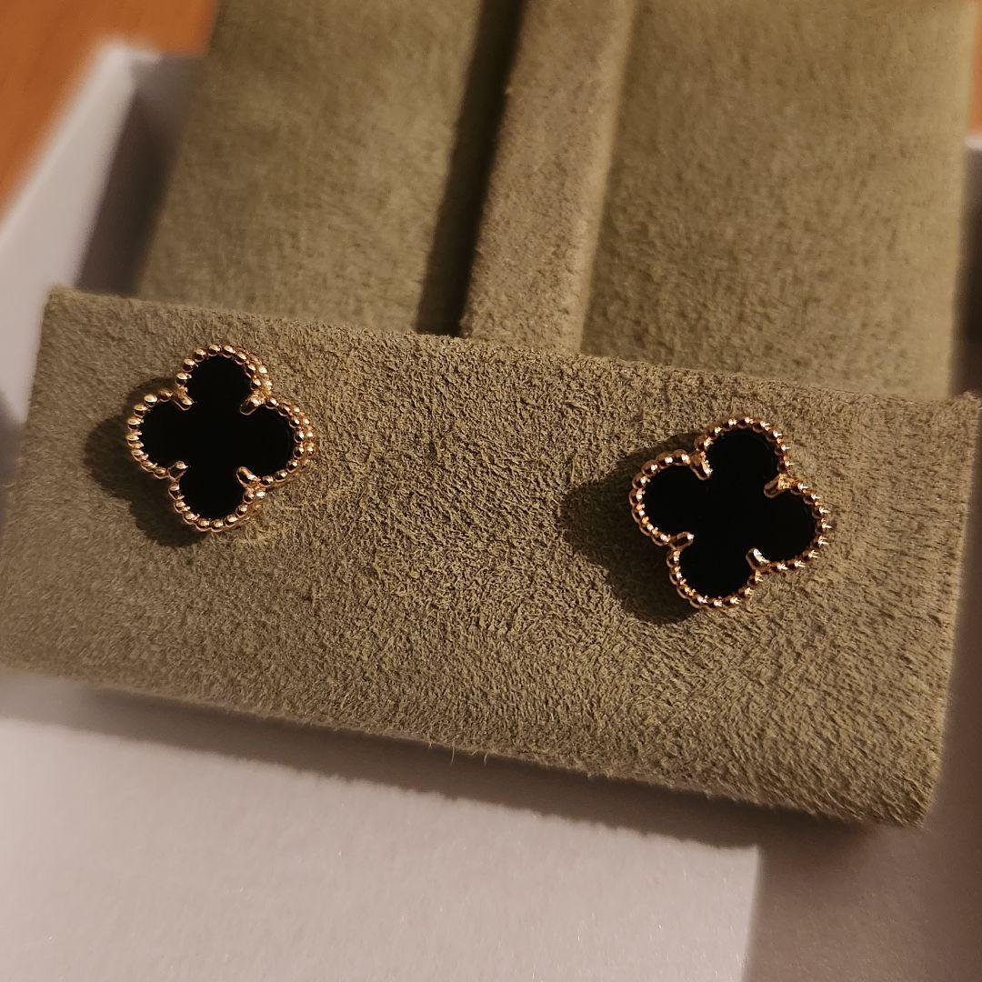 【美品】ヴァンクリーフ＆アーペル スウィートアルハンブラピアス オニキス