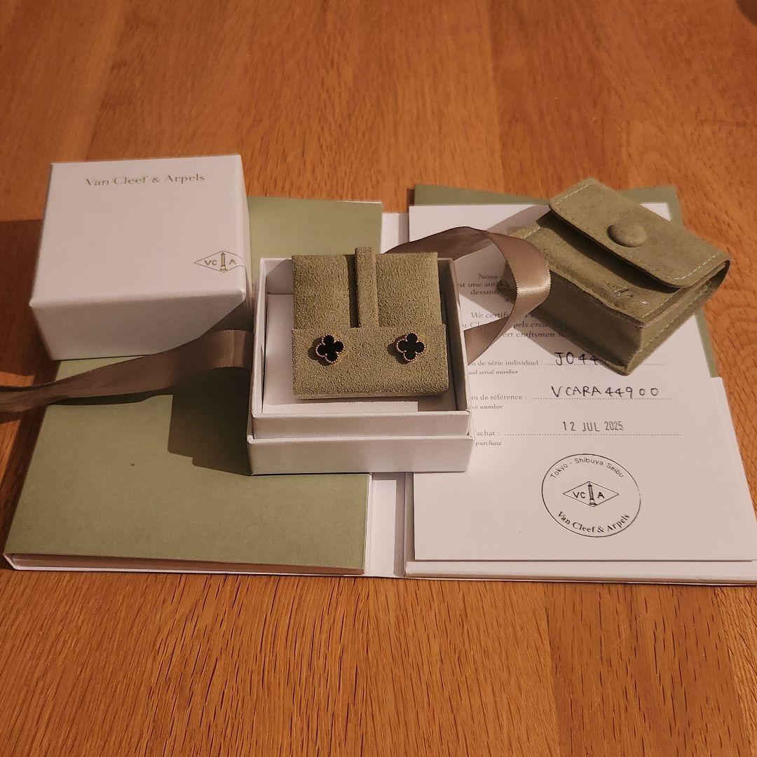 【美品】ヴァンクリーフ＆アーペル スウィートアルハンブラピアス オニキス