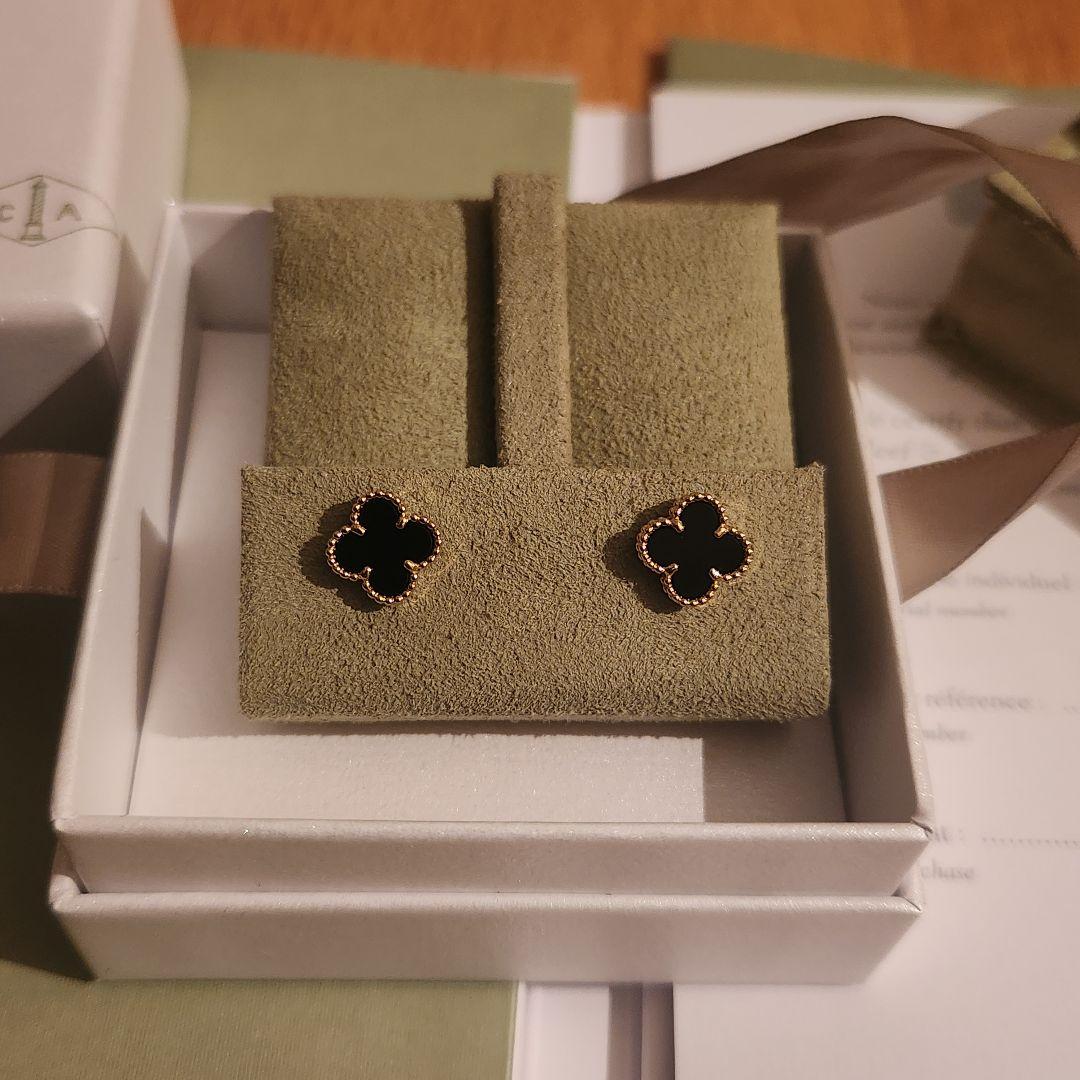 【美品】ヴァンクリーフ＆アーペル スウィートアルハンブラピアス オニキス