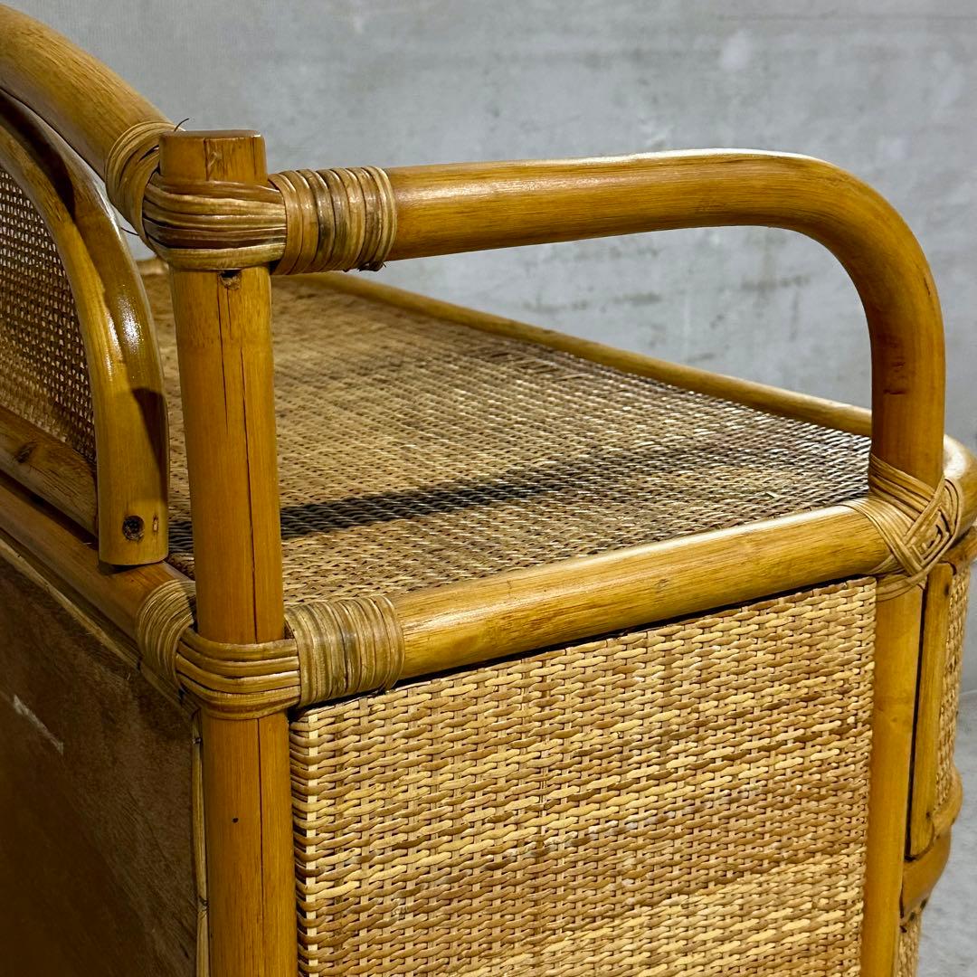 ꧁オールドがラタン꧂籐 収納家具 和モダン 昭和レトロ 6段チェスト