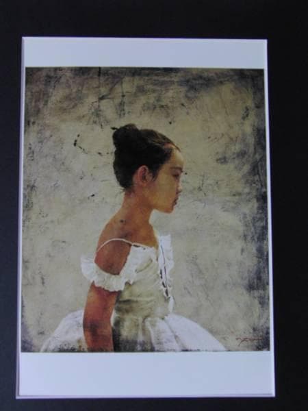 藤井勉、少女、希少画集画、新品高級額、額装付、状態良好、油彩 人物