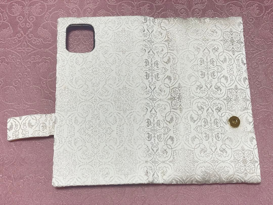 A未使用保管品龍村美術織物葡萄唐草文錦白銀+黄金iPhone11ProMax用