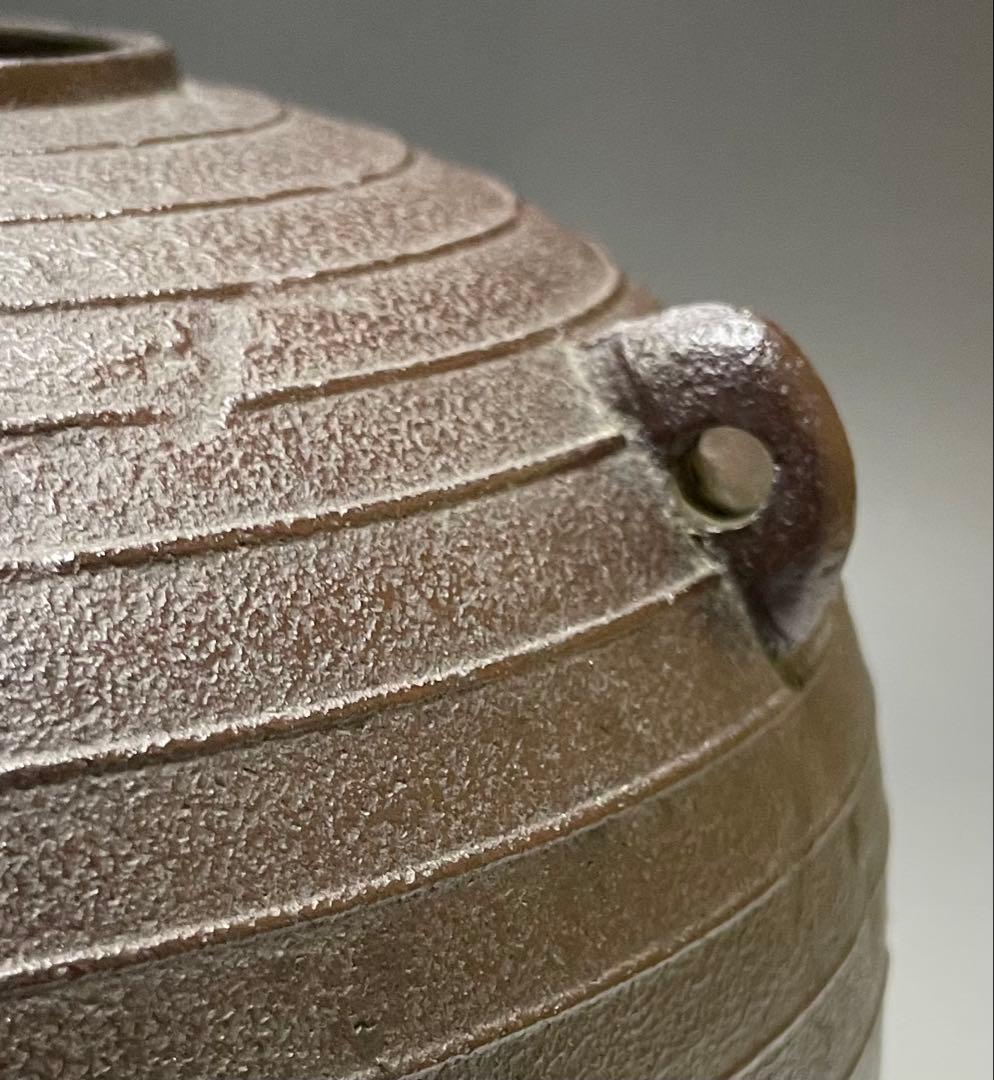 momotoi　人間国宝　高橋敬典　平丸筋入釜　茶釜　共箱　C 50