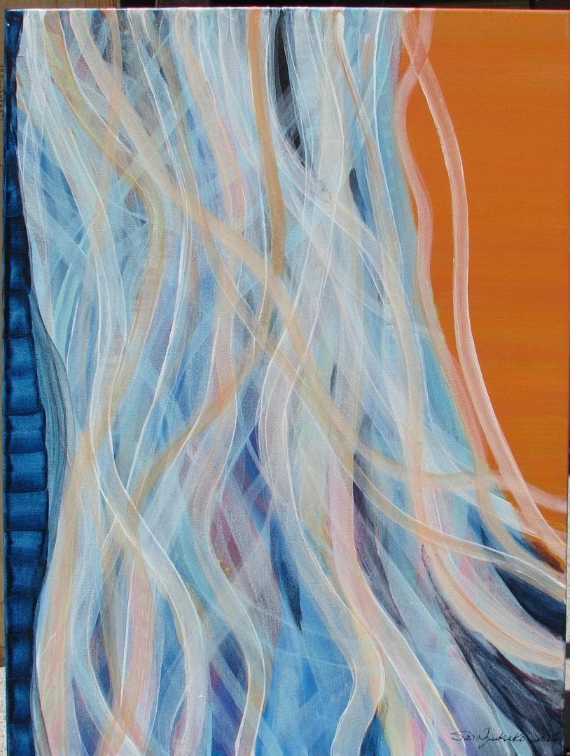 榊原由香子「Water Stream」P12号,アクリル,現代美術,ホノルルより