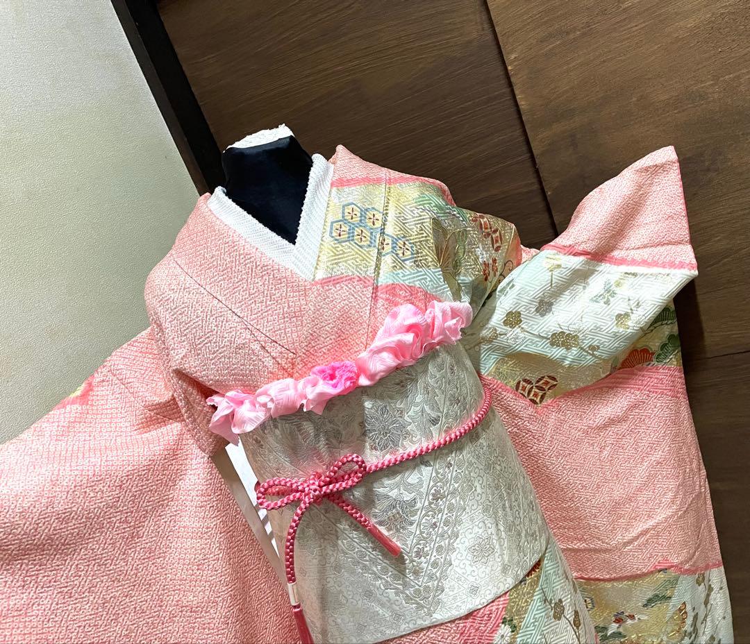 振袖 フルセット5点サイズM総絞り　蝶々金銀箔　売り切り終了