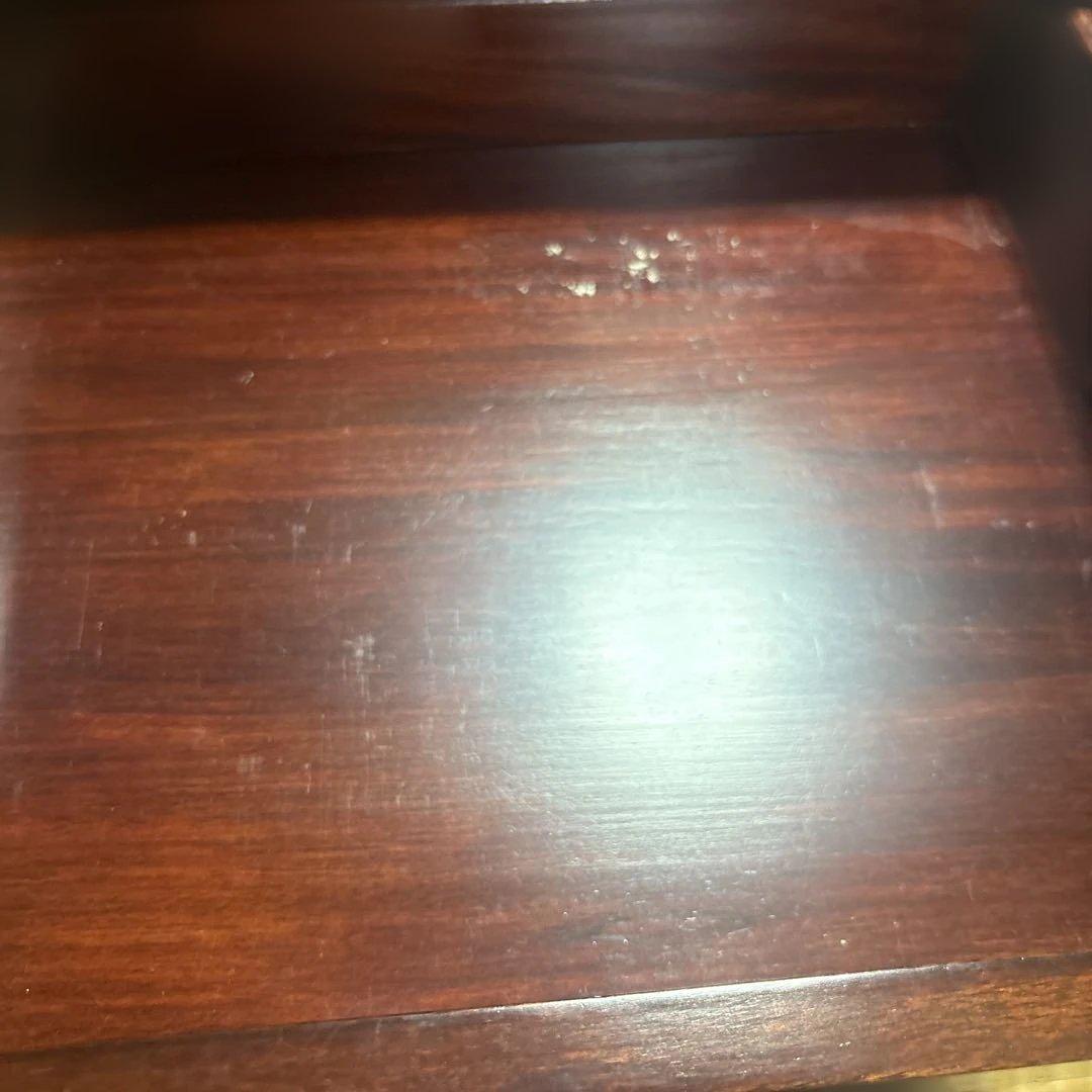 高級銘木 唐木 花梨無垢 螺鈿細工 木製3段小引き出し 箪笥 葡萄装飾 ②